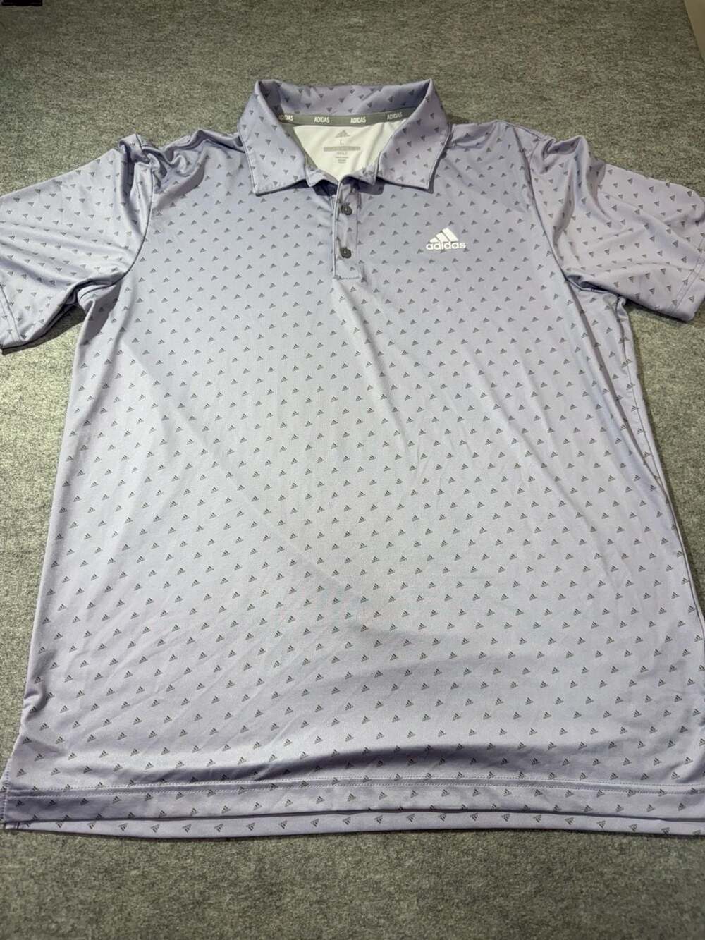Adidas Adi Print Golf Polo Shirt Size L Purple Tint All Over Print